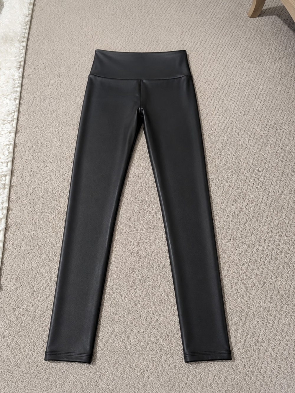SPANX Black Faux Leather Leggings with Red Label